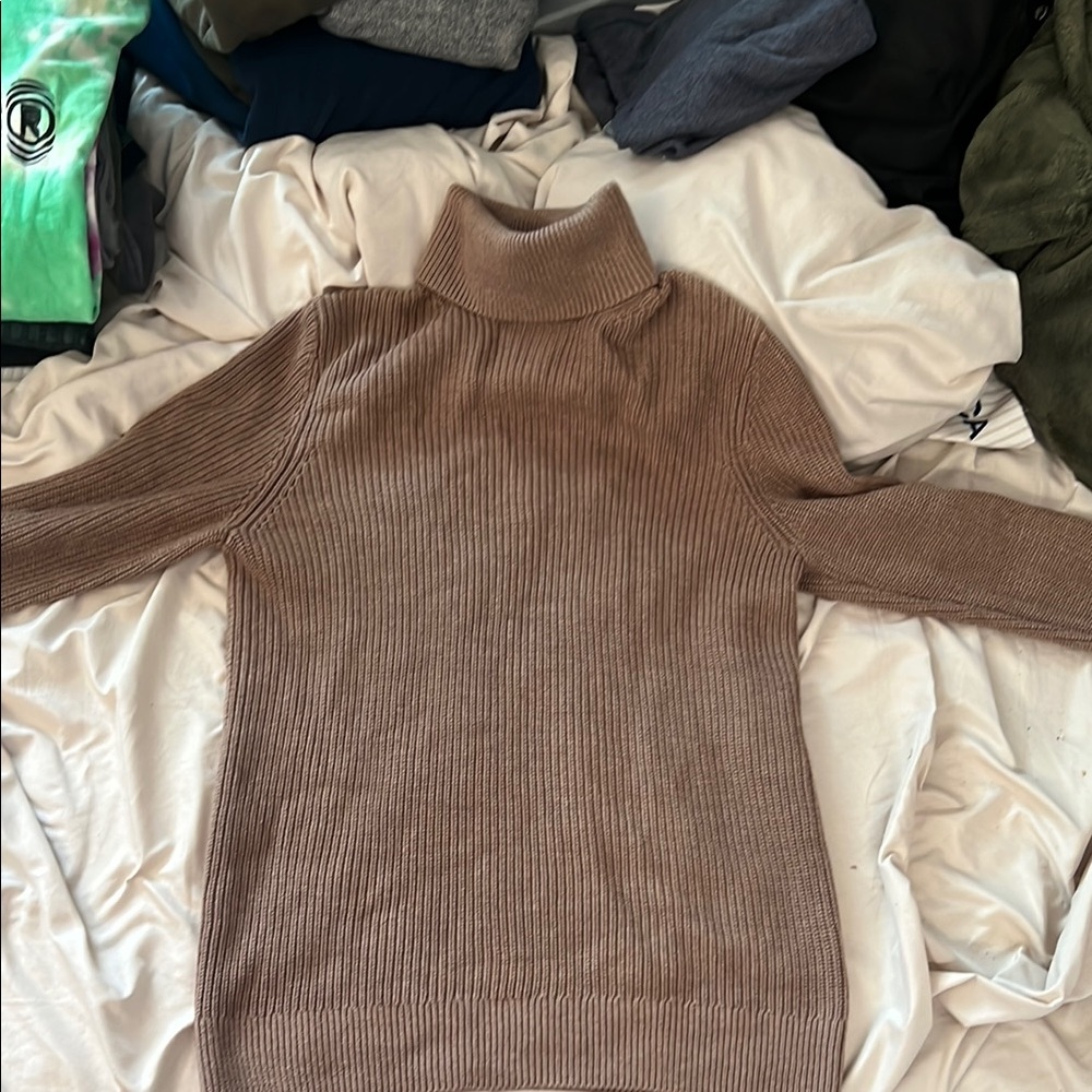 Women's Tan Turtleneck Sweater